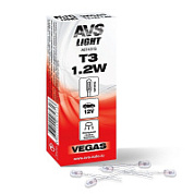 Лампа AVS Vegas 12V. T3 1.2W (б/ц, усы 2см) BOX(10 шт.)