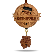 Ароматная подвеска «Off Road» в коричневом цвете в крафтовой упаковке с мини-брелоком
