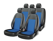 Чехлы  «ATOM JACQUARD», черный/т. синий/синий, экокожа/жаккард