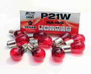 Лампа AVS Vegas 12V. P21W(BA15S) "red" BOX(10 шт.)