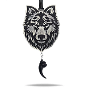 Ароматная подвеска «Волк новый» в крафтовой упаковке с мини-брелоком в черно-белом цвете