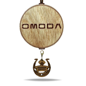 Ароматная подвеска «Omoda» в коричнево-белом цвете в крафтовой упаковке с мини-брелоком