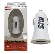 USB Автомобильное ЗУ AVS UC-522, 2 USB, 2,4А, 12 Вт, белый