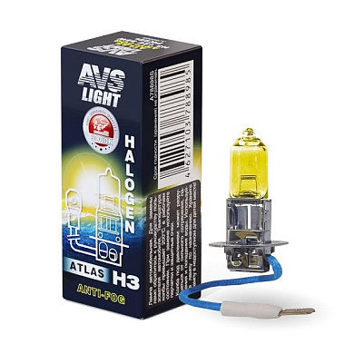 Галогенная лампа AVS ATLAS ANTI-FOG/BOXжелтый H3.12V.55W.Коробка-1шт.