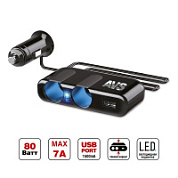 Разветвитель прикуривателя AVS CS232U 12/24 (на 2 выхода+ USB)