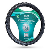 Оплетка на руль (эко-кожа) AVS SL-600M-B (размер M, черный)